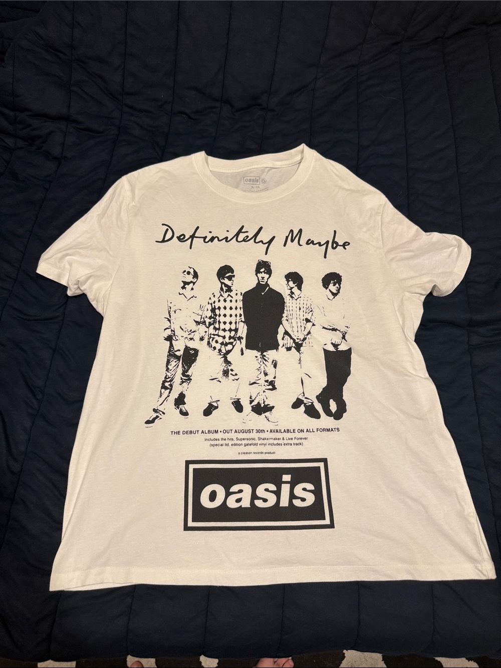 Oasis White and Black 'Definitely Maybe' Graphic Tee